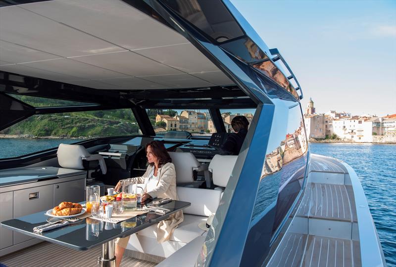 Santasevera 52 aft deck entertaining at anchor